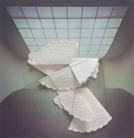 December, collage and thread, by Erika Lawlor Schmidt