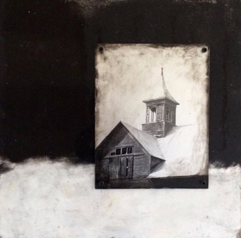 Jane Ann Kantor, Reflections of the Past, mixed media; original photo transfer, acrylics, silver leaf